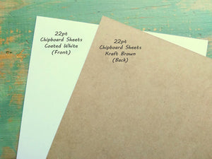 8.5" x 11" Chipboard. WHITE. Studio 12 Chipboard Sheets. Loose Sheet Pack.