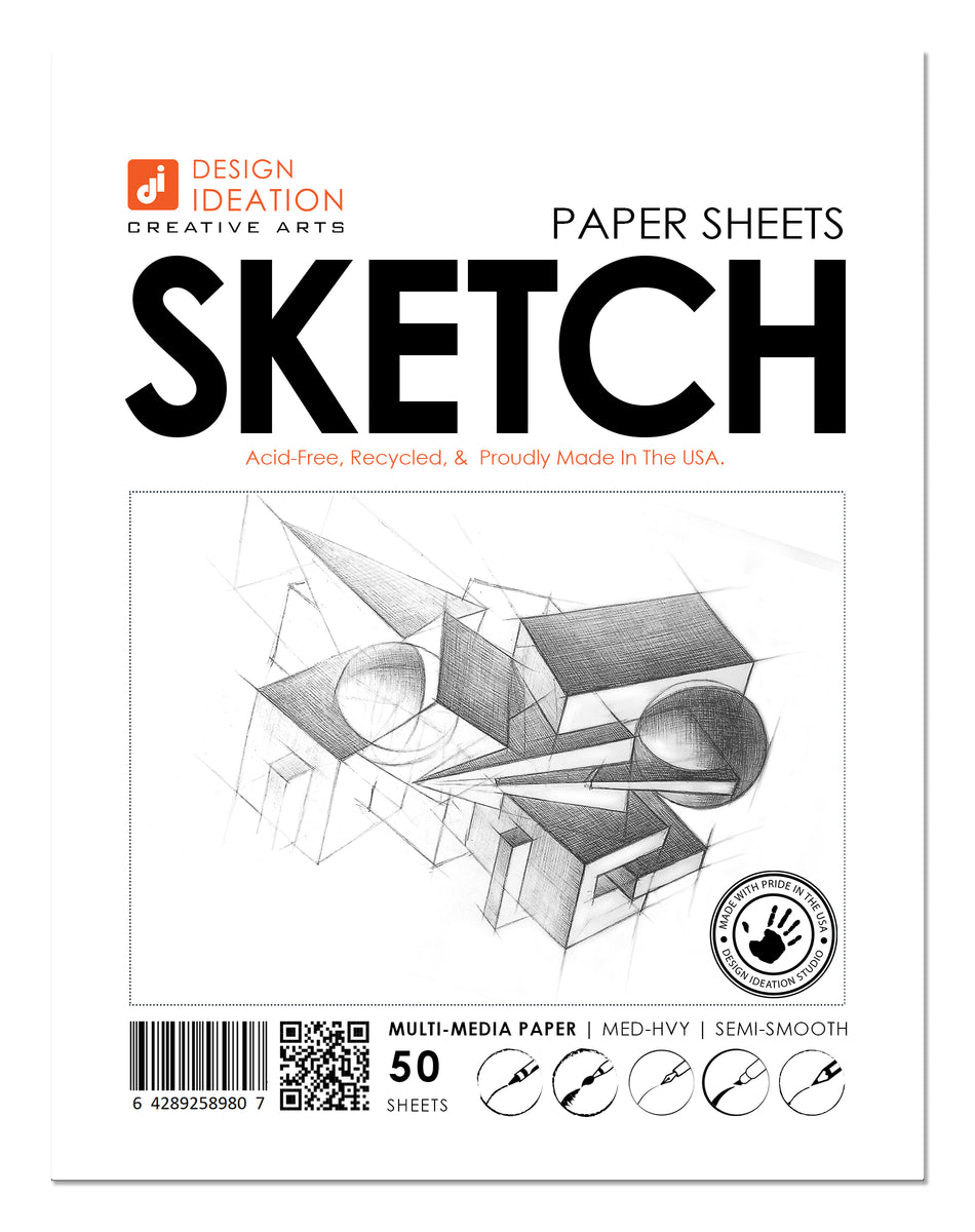 Design Ideation SKETCH Paper : Multi-media. Loose Sheet Pack. (8.5
