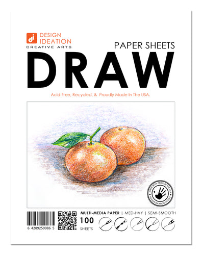 DRAWING Paper : Multi-media paper sheets for pencil, ink, marker and watercolor paints. (8.5